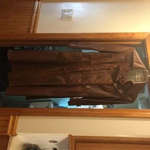 100% real leather, brown, vintage leather coat